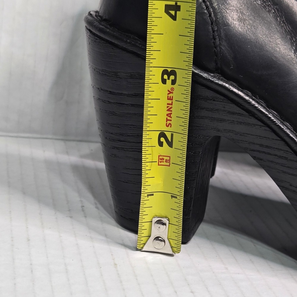Born Black Leather Platform Booties Double Side Zip Block Heel 6 - Picture 8 of 13